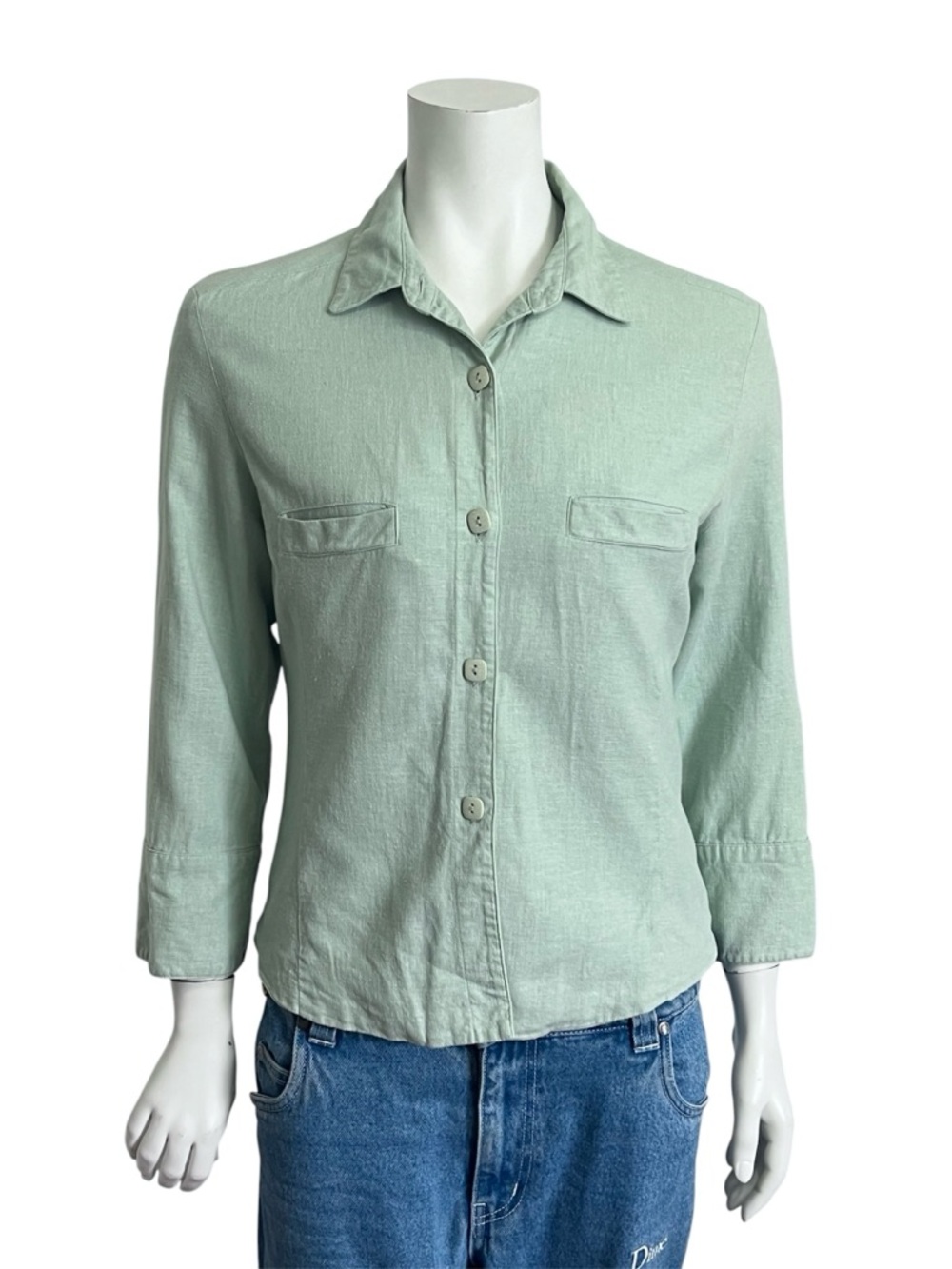 VINTAGE 90s Sage Green Blouse Size Small